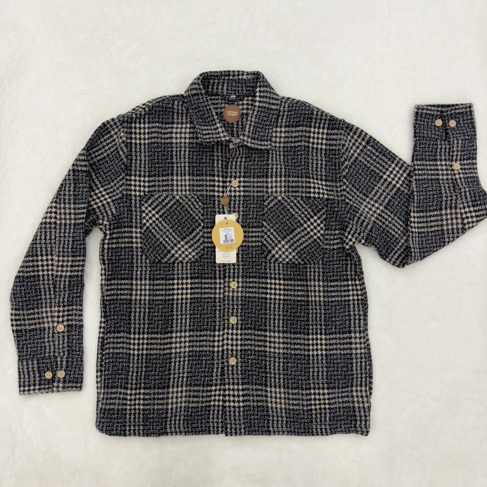 Common People Navy Plaid Far 2 Pocket Over Shirt Mens Large JMK/BR/3810 NWT